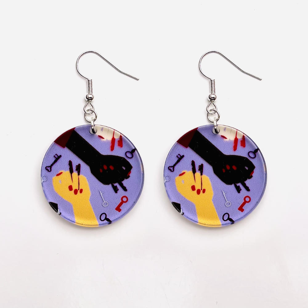 Earrings Statement round with pattern