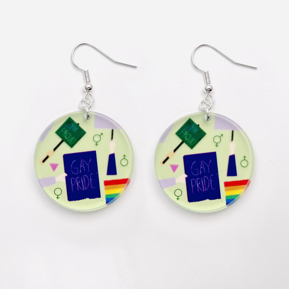 Earrings Statement round with pattern