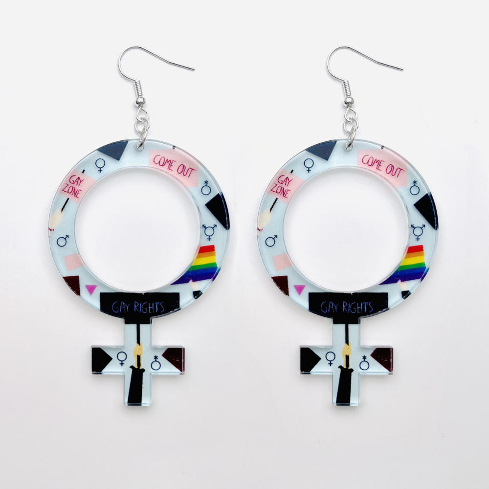 Earrings Statement round with pattern