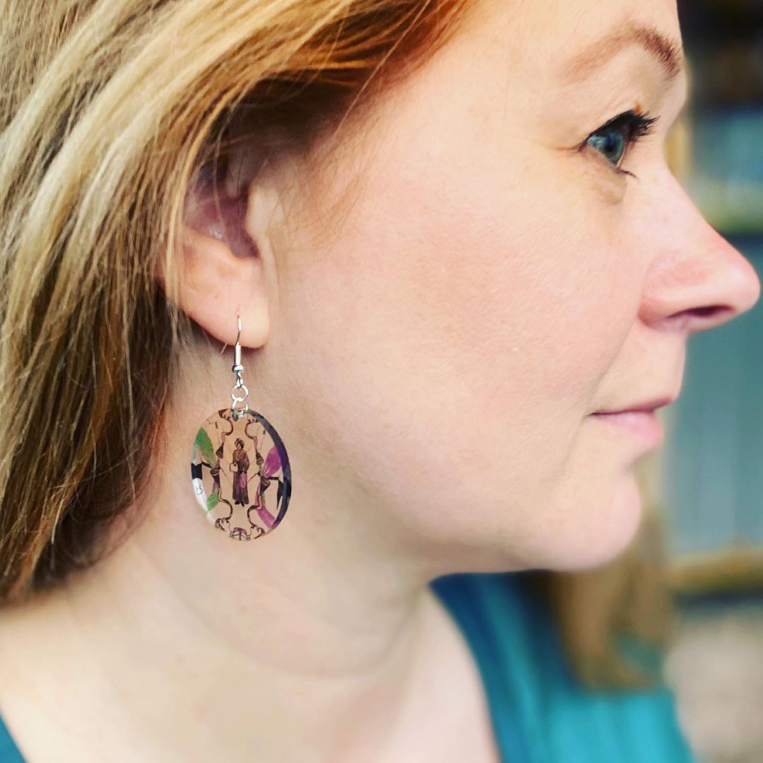 Earrings Statement round with pattern